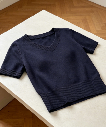 Cropped V Neck Lightweight Sweater Top