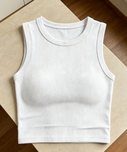 High Neck Ribbed Knit Slim Fit Tank Top