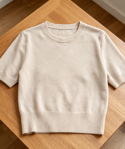 Cropped Crew Neck Lightweight Sweater Top