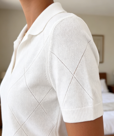 V Neck Collared Business Casual Knit Top